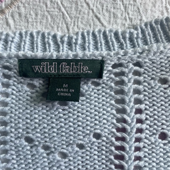 Light Blue Cropped Cardigan With Floral Embroidery Size Medium - Picture 7 of 7